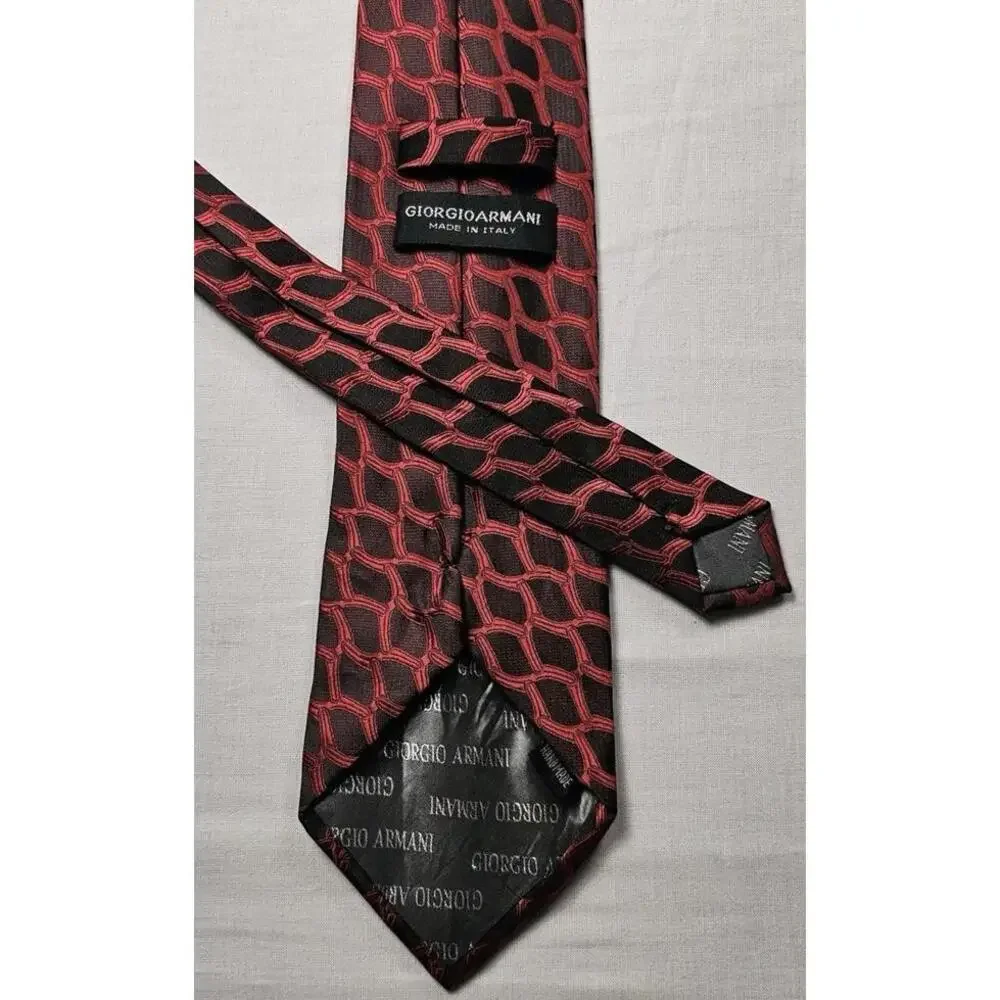 Giorgio Armani Men's‎ Red And Black 100% Silk Tie